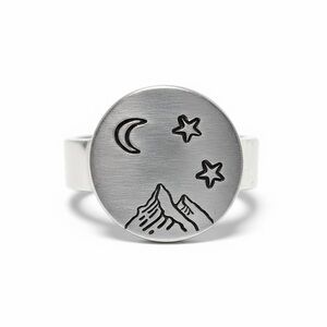 Handmade mountain silver aluminum hypoallergenic adjustable medallion ring‎
